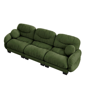English Elm Pleated Chenille Sectional Sofa with Ergonomic Foam Sculptural Curved Armrests Living Room Green W5656S00050