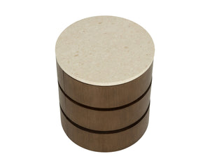 Sunpan CALDORA Nightstand - Sculptural Oak Veneer with Polished Marble Top, Modern Design & Quiet Storage 112685