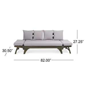 English Elm Christopher Knight Home® - Expandable Daybed With Cushions - Versatile Acacia Wood Outdoor Sofa, Adjustable Armrests & Modern Style 69489.00GRY