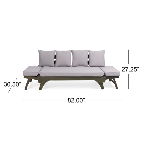 English Elm Christopher Knight Home® - Expandable Daybed With Cushions - Versatile Acacia Wood Outdoor Sofa, Adjustable Armrests & Modern Style 69489.00GRY