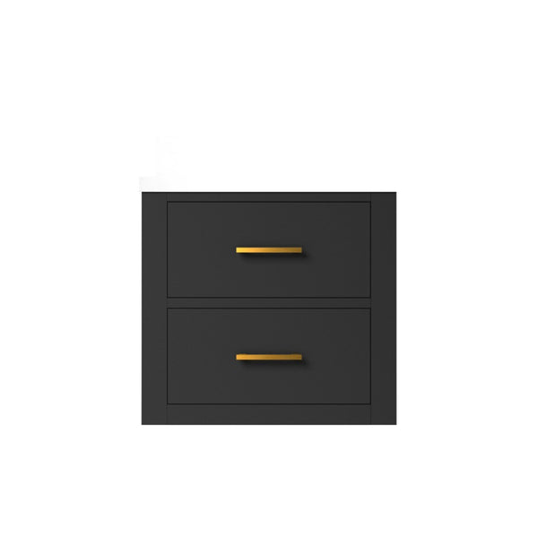 English Elm Black Floating Bath Vanity Wall Hung Cabinet Mid Century Modern Matte Finish B2731P257885