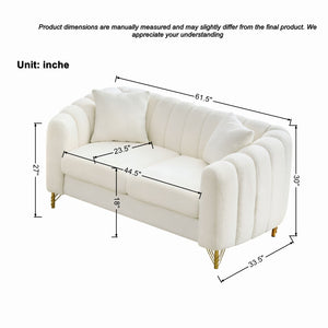English Elm Oversized Chenille Three Seat Sofa Tufted Cushions Gold Legs Modern Glam Living Room W3373S00074