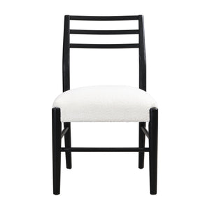 English Elm Christopher Knight Home® - BLACK Beige Dining Chair Set of 2 - Farmhouse Ladder Back Upholstered Rubberwood Seats, Tapered Legs, Cozy Rustic Style N771P192288B