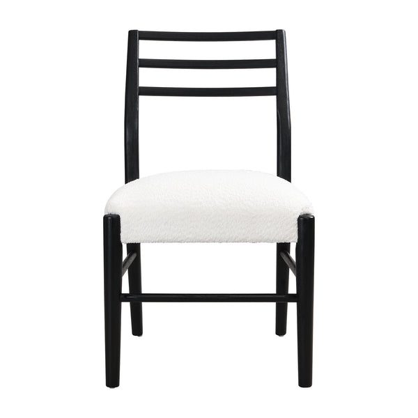 English Elm Christopher Knight Home® - BLACK Beige Dining Chair Set of 2 - Farmhouse Ladder Back Upholstered Rubberwood Seats, Tapered Legs, Cozy Rustic Style N771P192288B