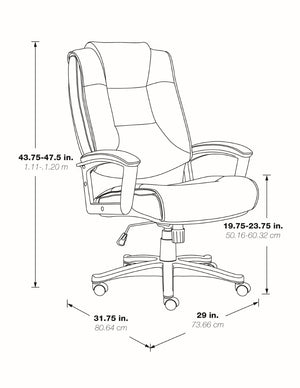 OSP Home Furnishings High Back Bonded Leather Office Chair with Lumbar Support and Ergonomic Padded Seat Taupe EC5162-EC21