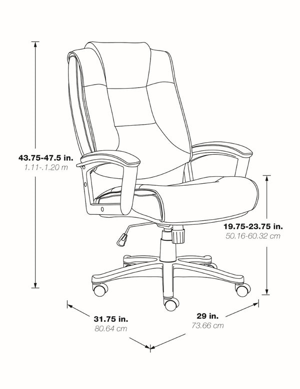 OSP Home Furnishings High Back Bonded Leather Office Chair with Lumbar Support and Ergonomic Padded Seat Taupe EC5162-EC21