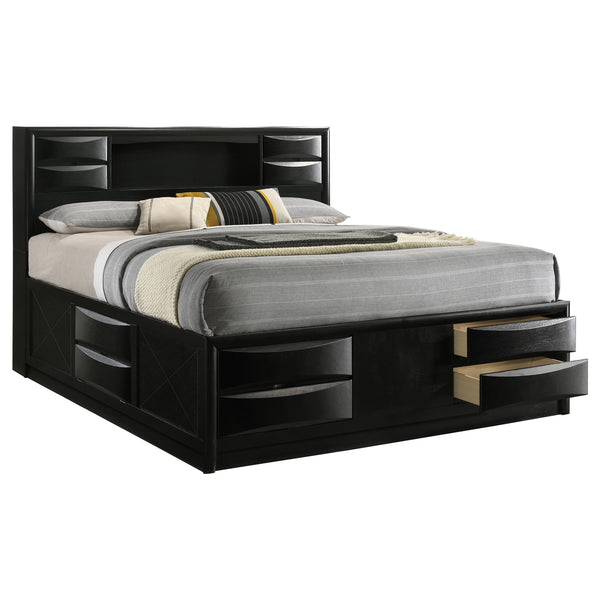 English Elm Jazz Black California King Storage Bed - Modern Elegance With Underbed & Headboard Organization Solutions B062S00938