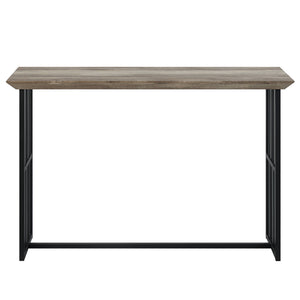 English Elm Antique Oak Sofa Table With Black Double-Pedestal Base - Elegant Entryway & Living Room Accent B062P209141