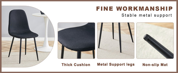 English Elm Table and Chair Set Adjustable Height Mdf Wood Grain Top with Four Linen Dining Chairs Black,Natural Wood W1151S03768