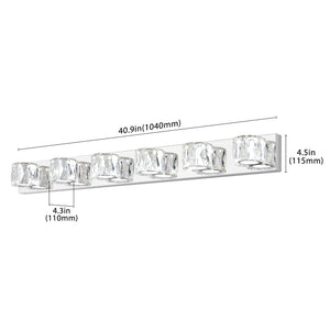 English Elm 41" Modern Crystal LED Wall Sconce 6-Light Chrome Vanity Light 1950LM 6000K Stainless Steel Accent W2312P374926
