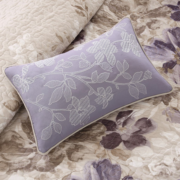 English Elm 6 Piece Madison Park Luna Reversible Quilt Set Full/Queen — Watercolor Floral Taupe Ivory Calm Retreat Multicolor 23.23 L x 18.11 W x 11.42 H B03597427