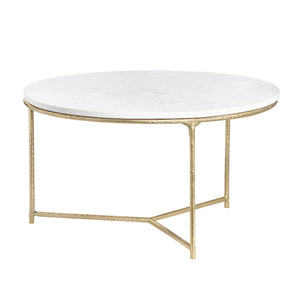Crestview Collection Contemporary Round Cocktail Table With Marble Top & Gold Base - Elegant Living Room Accent Piece White Marble Cvfnr4508