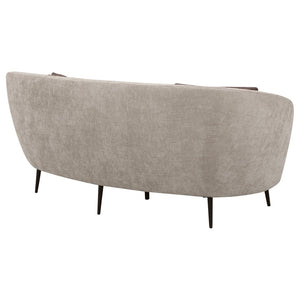 English Elm Saanich Sculptural Curved Loveseat with Boucle Pillows and Sleek Black Metal Legs B062P441137