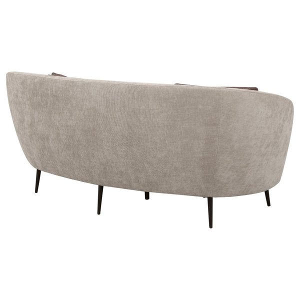 English Elm Saanich Sculptural Curved Loveseat with Boucle Pillows and Sleek Black Metal Legs B062P441137