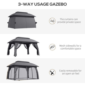 English Elm Outsunny 10' X 13' Outdoor Patio Gazebo With Vented Roof & Insect Netting For Stylish Backyard Comfort W2225P174240-GIGA