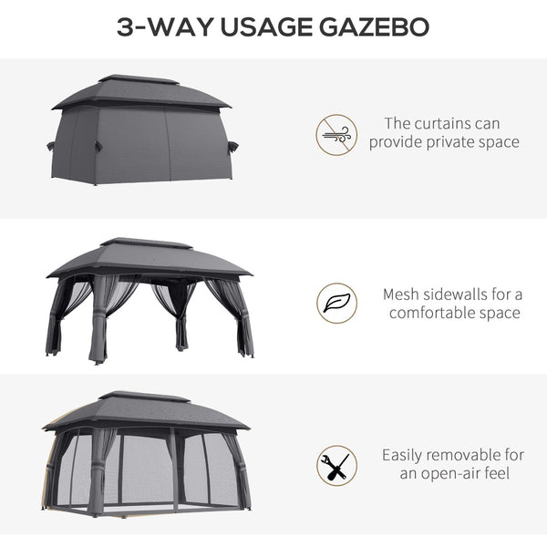 English Elm Outsunny 10' X 13' Outdoor Patio Gazebo With Vented Roof & Insect Netting For Stylish Backyard Comfort W2225P174240-GIGA
