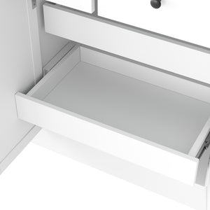 English Elm Topmax Shaker Buffet Hutch with Glass Doors Drawers and Pull-out Trays SP000092AAK