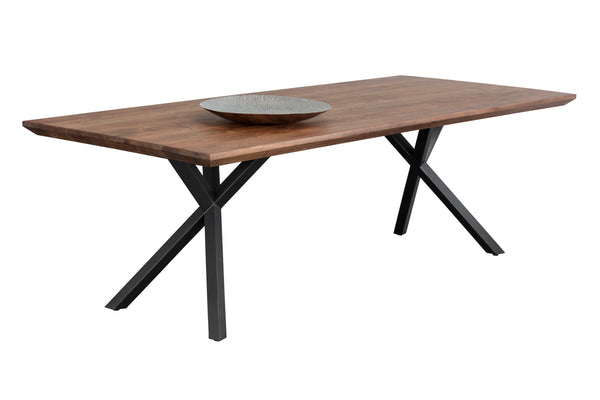 Sunpan Lark 94" Solid Acacia Wood Dining Table with Black Iron Base - Urban Style for Any Space!