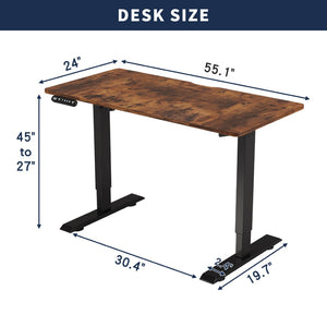 English Elm 55"×24" Electric Sit Stand Desk Steel Frame with Memory Presets and Usb-c Charging Port Brown,Brown Leopard W614P376321