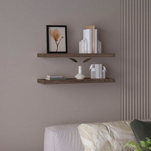 English Elm Ecco Floating Shelves Set of 2 with Hidden Brackets, Sleek Matte Finish for Books & Decor - Space-Saving Wall Storage Brown 32 L x 11 W x 4 H B200P235851