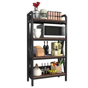 English Elm 56.30'' Versatile Bakers Rack - 4-Level Metal & Wooden Shelves For Stylish Kitchen & Home Storage Solutions W3387P312343