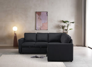 English Elm Sectional Sofa Bed, Modern Black Design For Compact Living, Versatile Comfort & Easy Assembly B205S00043-GIGA