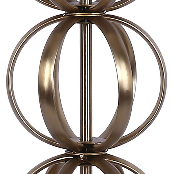 English Elm Linx 29" Contemporary Gold Table Lamps Set of 2 with White Linen Shades, Open-Wire Orb Design, 3-Way Switch B202P224047