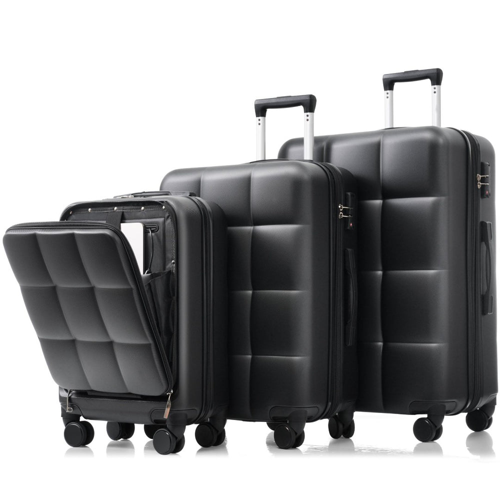 English Elm Luggage Set 3 Piece Abs Hard Shell with Usb Port Cup Holder and Spinner Wheels N726P197380A