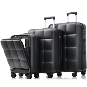 English Elm Luggage Set 3 Piece Abs Hard Shell with Usb Port Cup Holder and Spinner Wheels N726P197380A