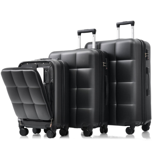 English Elm Luggage Set 3 Piece Abs Hard Shell with Usb Port Cup Holder and Spinner Wheels N726P197380A