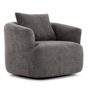 English Elm 360° Swivel Chair with Boucle Upholstery, Deep Pocket-Spring Seat, Ergonomic Curved Arms & Minimalist Design for Living Room Comfort Grey N719P288552E
