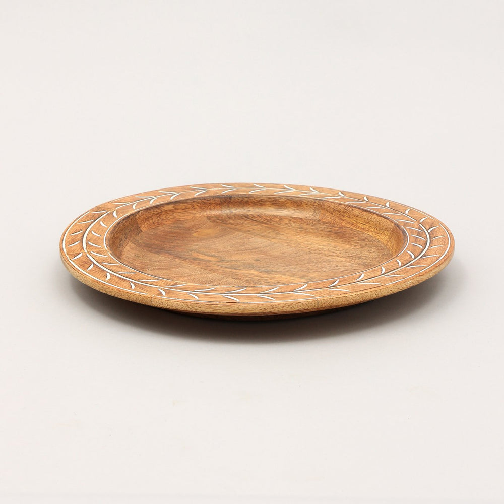 English Elm Handcrafted 13" Wooden Charger Plate - Eco-Friendly Artisan Tableware For Elegant Dining & Decor B346P321284