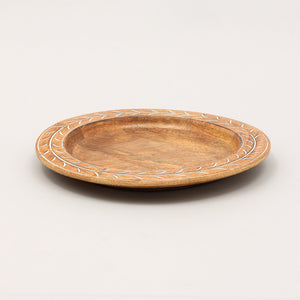 English Elm Handcrafted 13" Wooden Charger Plate - Eco-Friendly Artisan Tableware For Elegant Dining & Decor B346P321284