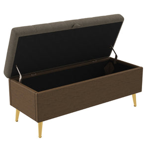 English Elm Modern Boucle Tufted Storage Ottoman Bench with Gold Legs for Bedroom or Entryway Coffee N719P305620D