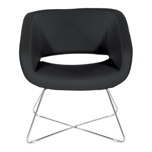 OSP Home Furnishings Faux Leather Accent Chair with Chrome Base for Modern Office or Living Room Black LRL-R107