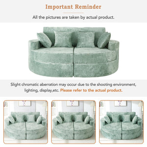 English Elm Swivel Barrel Accent Chair Chenille Tufted Round Club Seat for Living Room Lounge Green N719S002240F