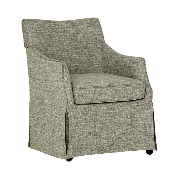 English Elm Upholstered Skirted Arm Chair with Hidden Casters Padded Seat for Dining Rooms B035P341172