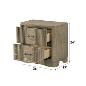 English Elm Lakkari Antique Oak Two Drawer Nightstand with Dovetail Joinery and Felt Lined Storage B2756P493477