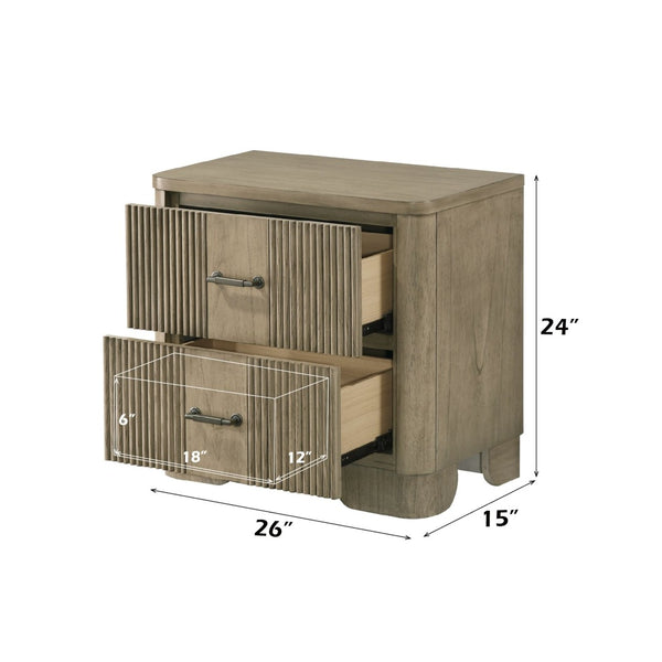 English Elm Lakkari Antique Oak Two Drawer Nightstand with Dovetail Joinery and Felt Lined Storage B2756P493477