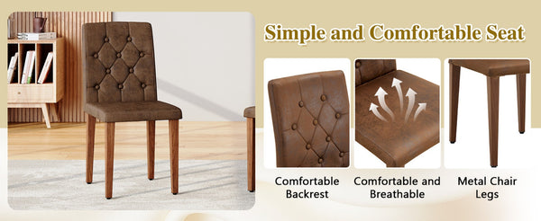 English Elm Table and Chair Set Walnut Round Dining for Four with Tufted Suede Seats W1151S04853