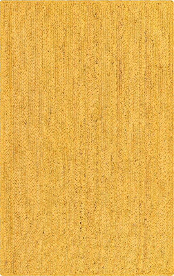 Unique Loom Braided Jute Dhaka Hand Braided Solid Rug Yellow,  5' 1" x 8' 0"