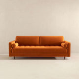 English Elm Ashcroft Furniture - Anthony  Burnt Orange Pillow Back Velvet Sofa