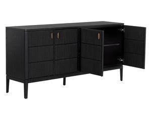 Sunpan Etienne Sideboard - Elegant Design with Antique Brass Handles and Unique Wood Character for Your Home Black