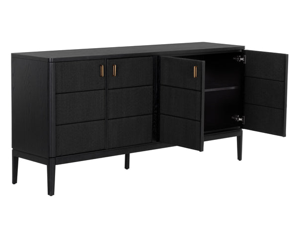 Sunpan Etienne Sideboard - Elegant Design with Antique Brass Handles and Unique Wood Character for Your Home Black