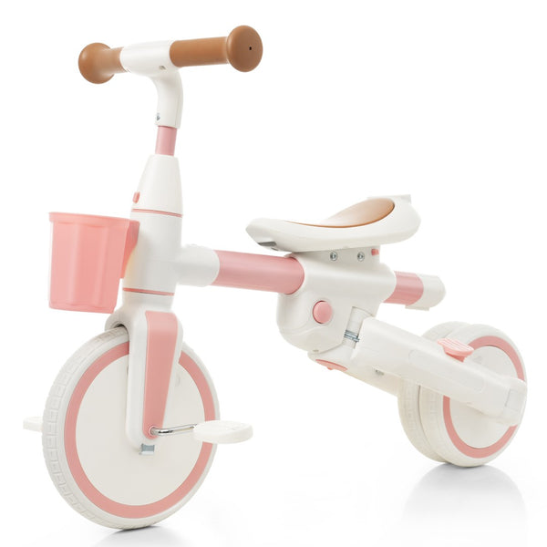 English Elm 7 in 1 Convertible Toddler Tricycle Aluminum Frame Push Trike with Rotating Seat Canopy Pink N726P300636G