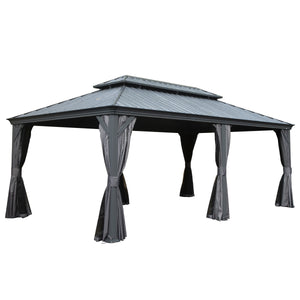 English Elm 12' X 18' Hardtop Gazebo - Durable Outdoor Canopy With Drainage, Curtains, Insect Netting & More! W1859S00147
