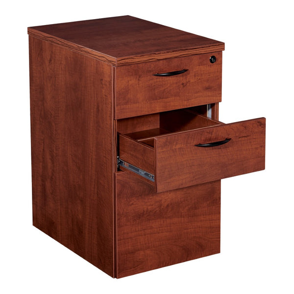 OSP Home Furnishings Napa Mobile Service Pedestal Compact Foodservice Station for Cafeterias and Break Rooms Bbf Cherry NAP-85-CHY