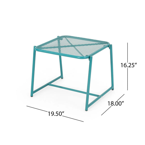 English Elm Christopher Knight Home® - ELBA Modern Mesh Shell Chat Set with Powder-Coated Iron Frame, Retro Minimal Outdoor Seating Teal N775P250740T