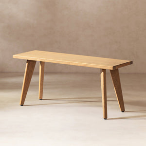 English Elm Jennifer Taylor Home - Capri Solid Red Oak Wood Bench 41.5" – Handcrafted Mid-Century Tapered Legs, Slim Space-Saving Seat Brown B2719P395573