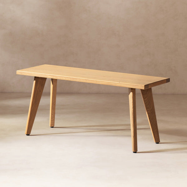 English Elm Jennifer Taylor Home - Capri Solid Red Oak Wood Bench 41.5" – Handcrafted Mid-Century Tapered Legs, Slim Space-Saving Seat Brown B2719P395573